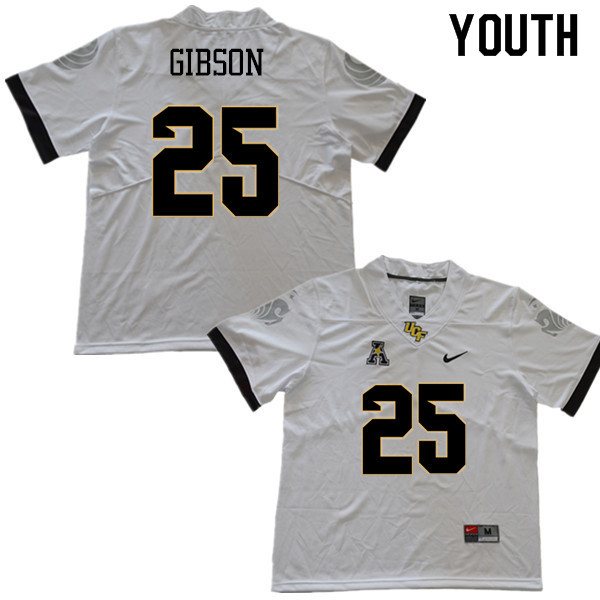 Youth #25 Kyle Gibson UCF Knights College Football Jerseys Sale-White - Click Image to Close